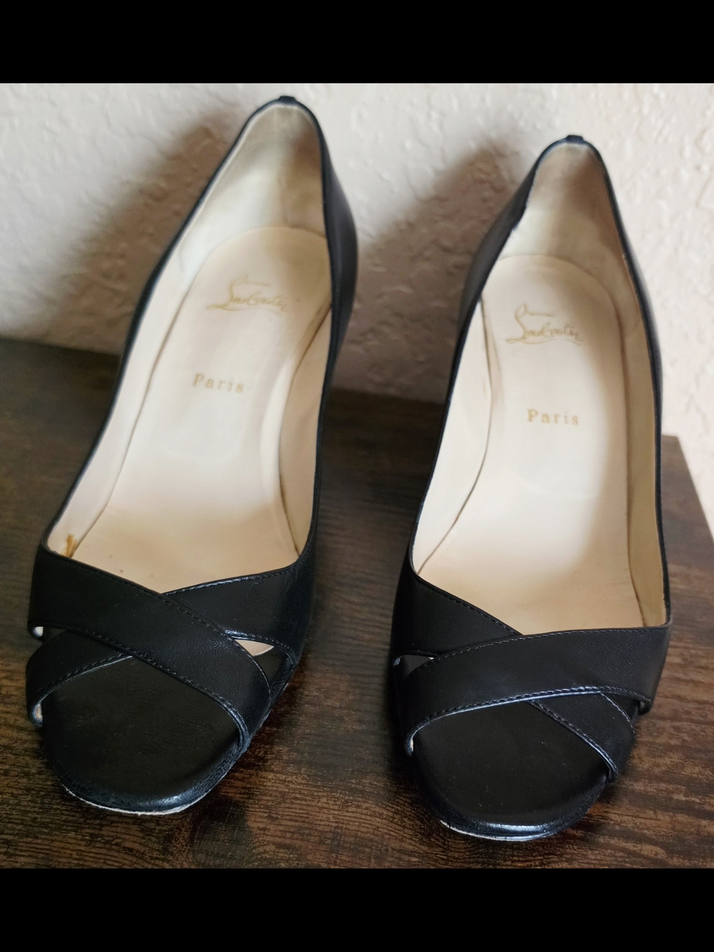 Christian Louboutin Riveto 70 Black Nappa Wedge Heel